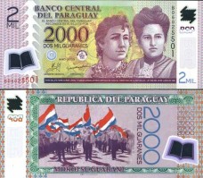 *2000 Guaranies Paraguaj 2008-18, polymer P228 UNC - Kliknutím na obrázok zatvorte -